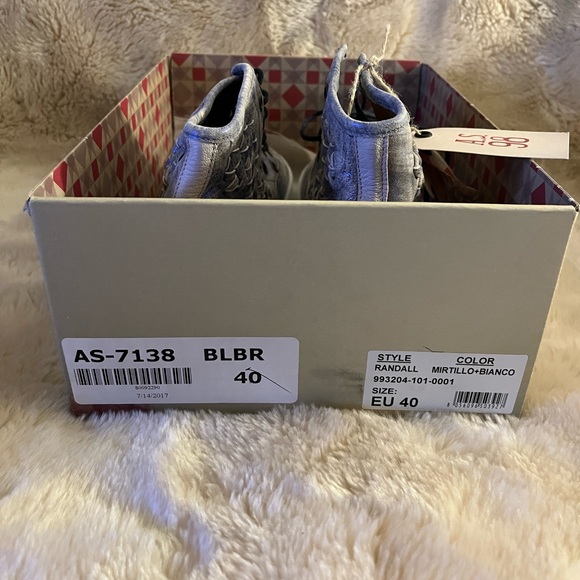 A.S.98 RARE! Women’s Brand New w/ Box Leather Hightop Booties Euro 40 Ice Blue - Picture 6 of 7